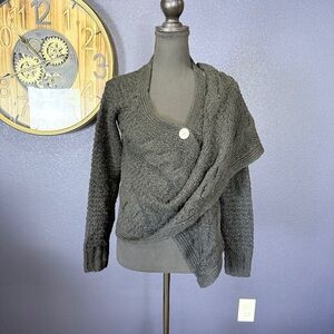Willi Smith Black Draped Chunky Knit Cardigan | Small
